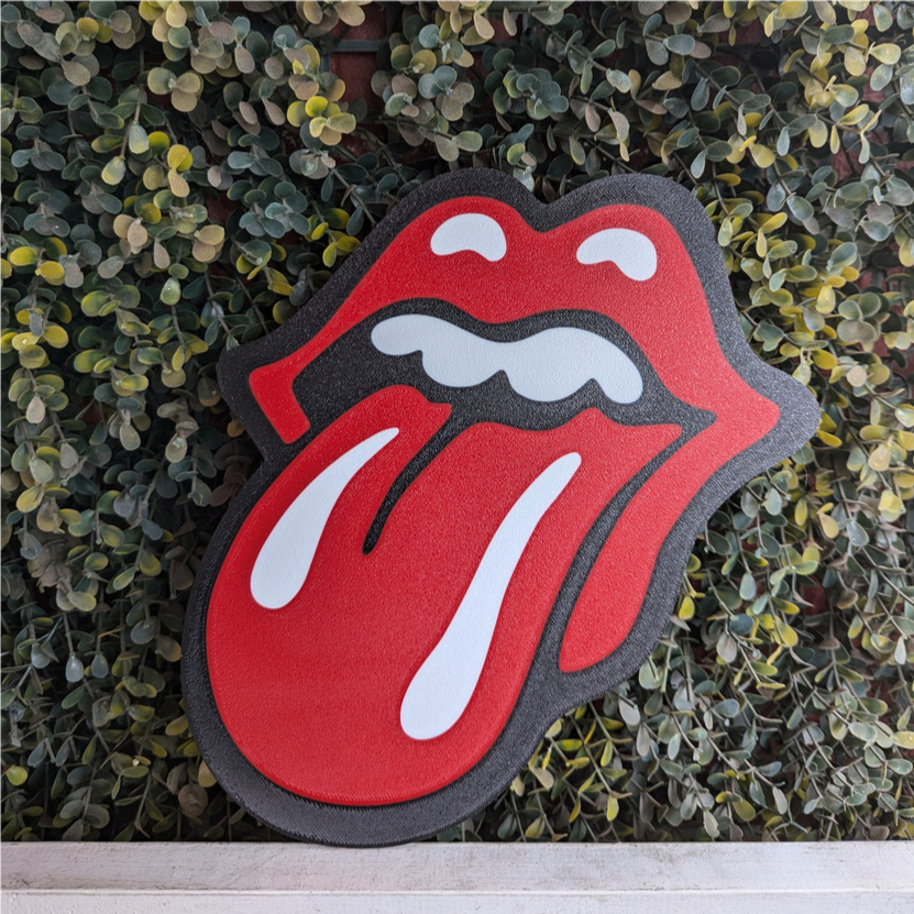 Lampara Velador Led 3d Lampara Lengua Rolling Stones Negro Blanco - Image 2