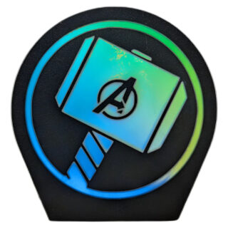 Lampara Velador Led 3d Martillo Thor Negro Blanco