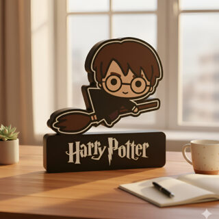 Lampara Velador Led 3d Harry Potter En Escoba Negro Blanco