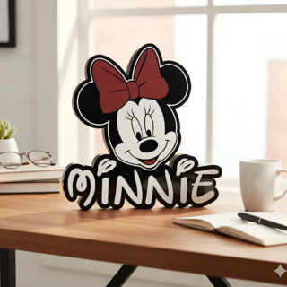 Lampara Velador Led 3d Minnie Disney Negro Blanco