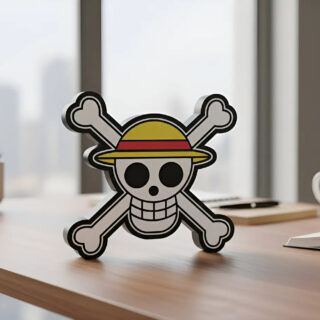 Lampara Velador Led 3d One Piece Hueso Negro Blanco