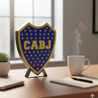 Lampara Velador Led 3d Escudo Boca Negro Blanco