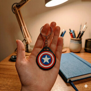 Llavero Escudo Capitan America Impresion 3d Blanco