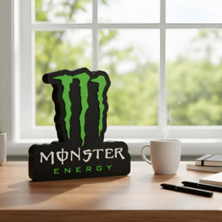 Lampara Velador Led 3d Monster Energy Negro Blanco