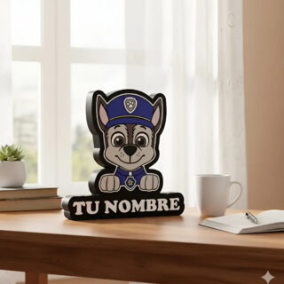 Lampara Velador Led 3d Paw Patrol Personalizable Negro Blanco