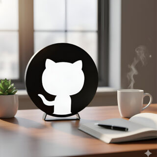 Lampara Velador Led 3d Logo Git Negro Blanco