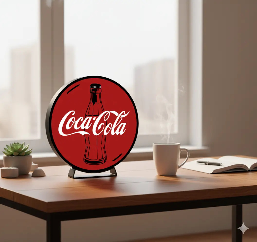 Lampara Velador Led 3d Coca Cola Negro Blanco