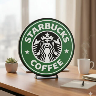 Lampara Velador Led 3d Starbucks Negro Blanco