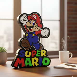Lampara Velador Led 3d Super Mario Negro Blanco