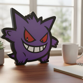 Lampara Velador Led 3d Pokemon Gengar Negro Blanco