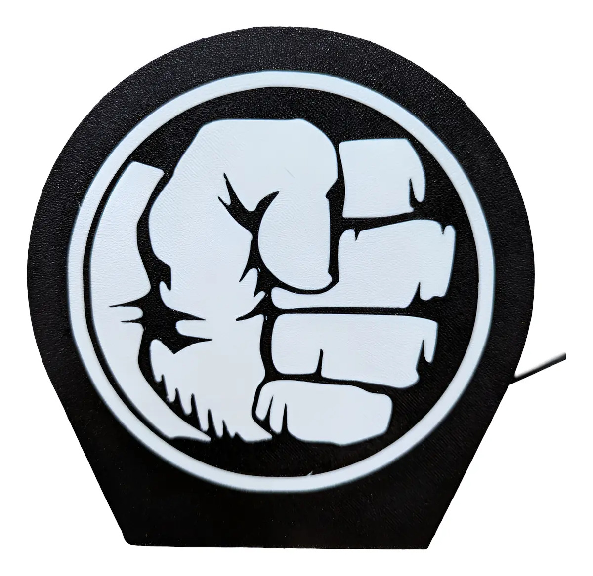 Lampara Velador Led 3d Hulk Negro Blanco