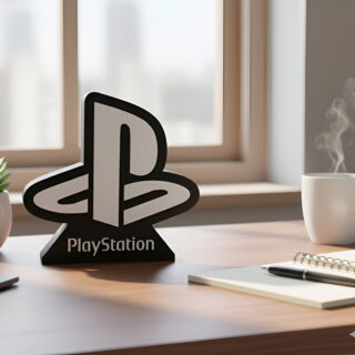 Lampara Velador Led 3d Playstation Negro Blanco