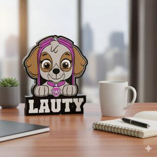 Lampara Velador Led 3d Skye Paw Patrol Personalizable Blanco