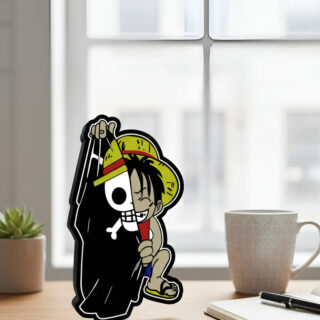 Lampara Velador Led 3d Luffy Con Bandera Negro Azul Claro
