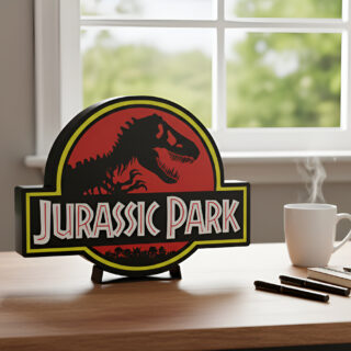 Lampara Velador Led 3d Jurassic Park Negro Blanco