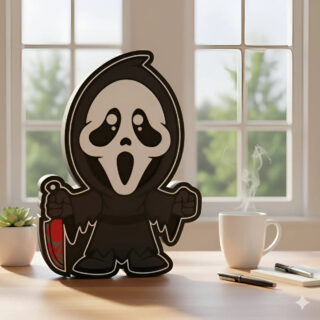 Lampara Velador Led 3d The Scream Negro Blanco