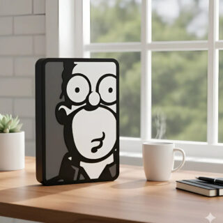 Lampara Velador Led 3d Homero Simpsons Grises Negro Blanco