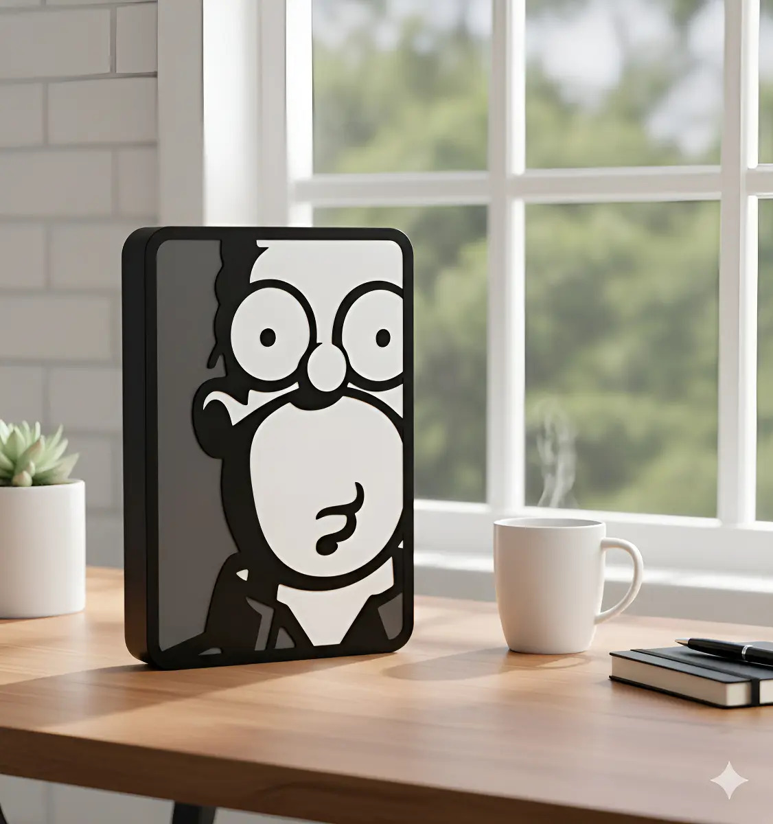 Lampara Velador Led 3d Homero Simpsons Grises Negro Blanco