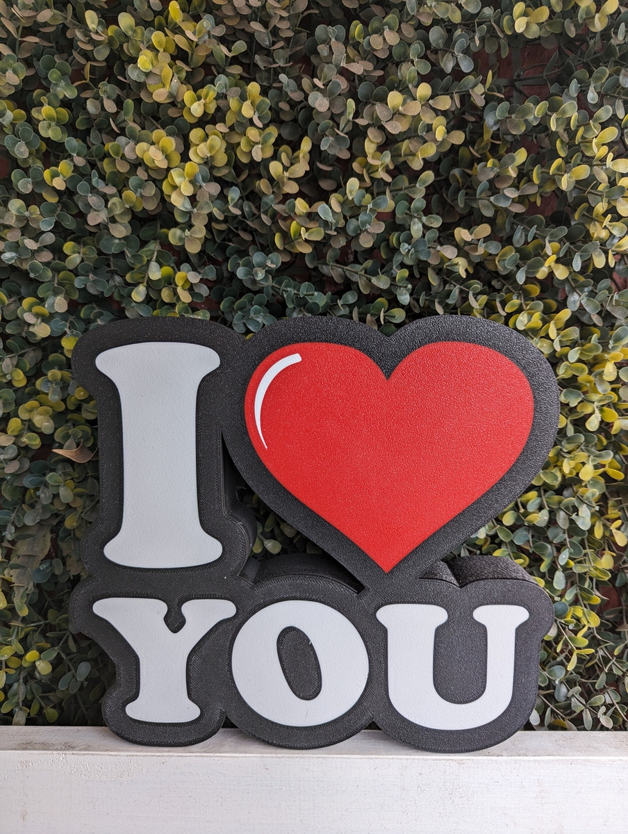 Lampara Velador Led 3d I Love You Negro Blanco - Image 2