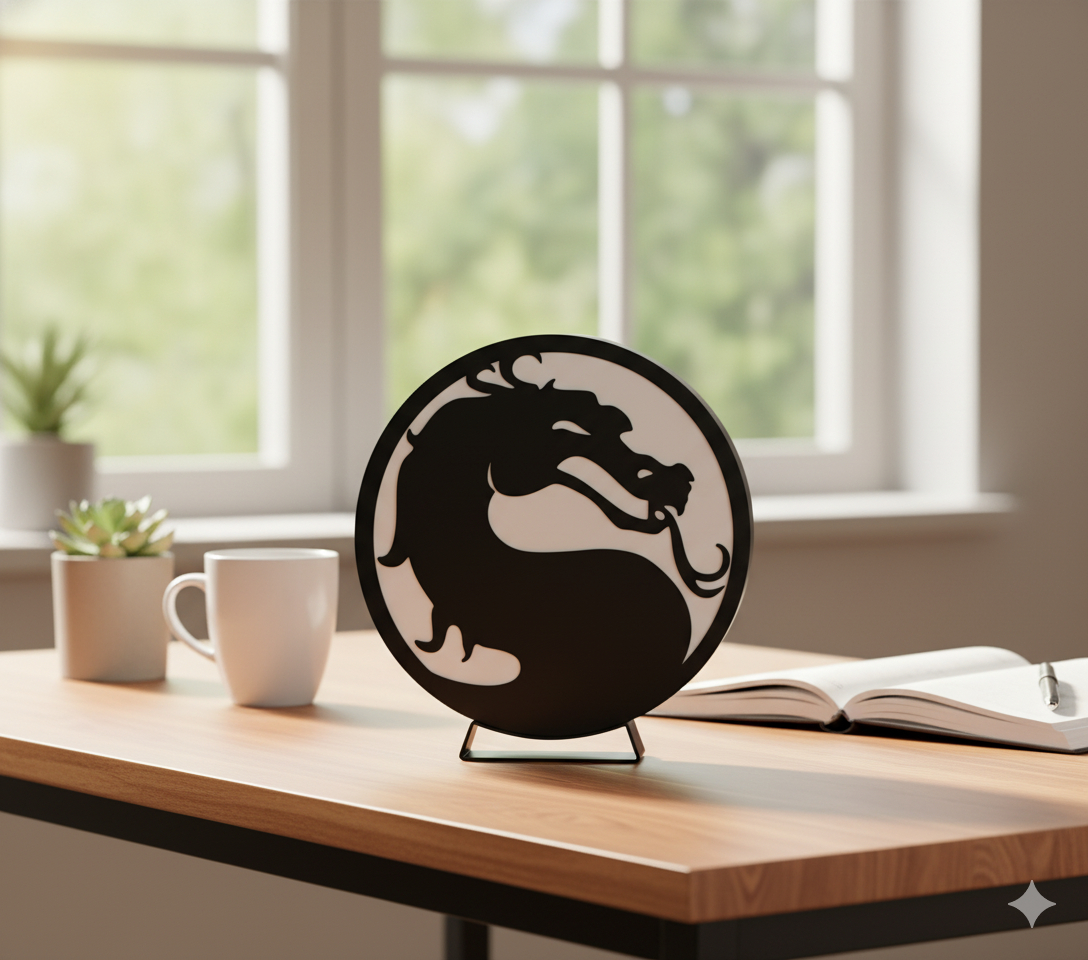 Lampara Velador Led 3d Mortal Kombat Negro Blanco