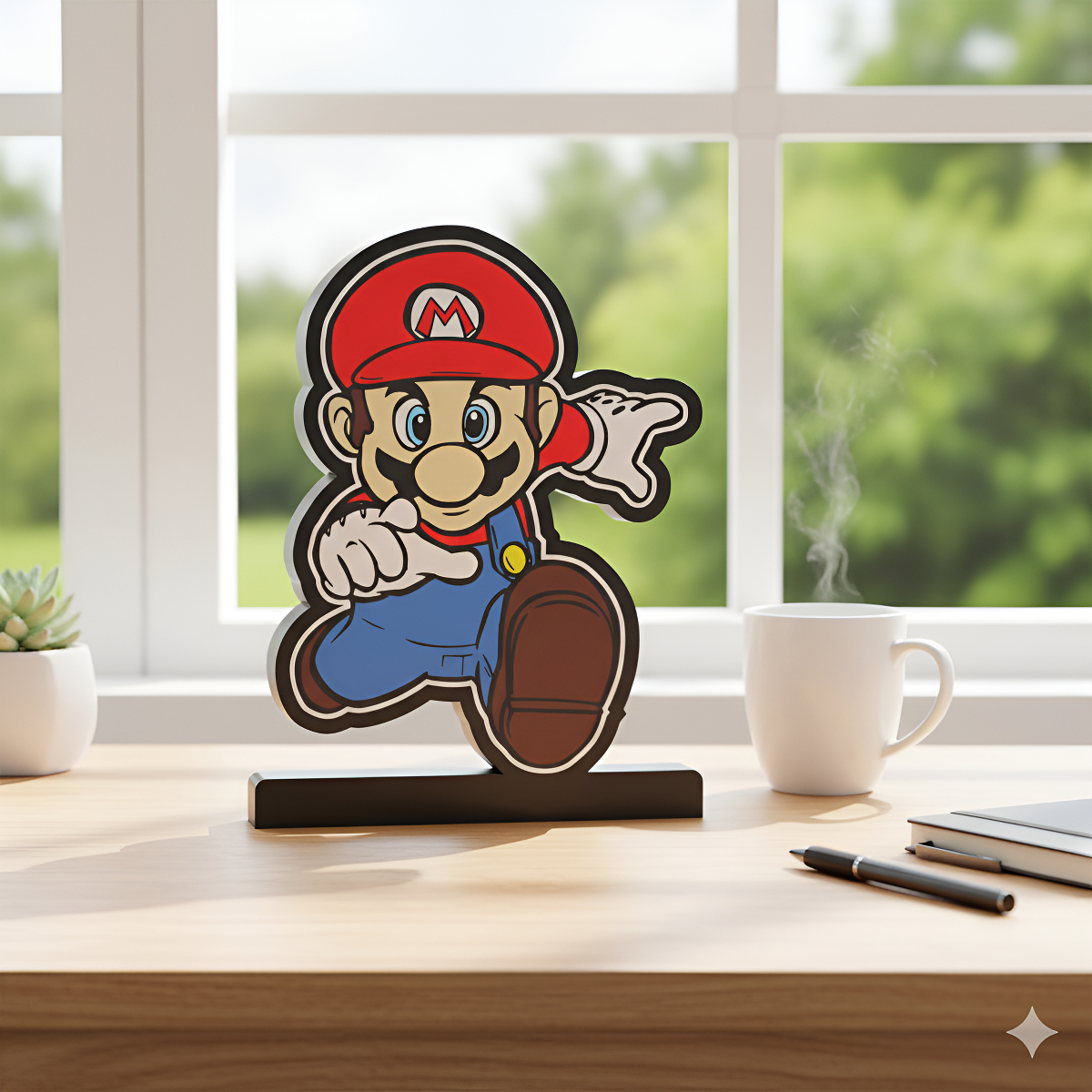 Lampara Velador Led 3d Mario Bros Negro Blanco