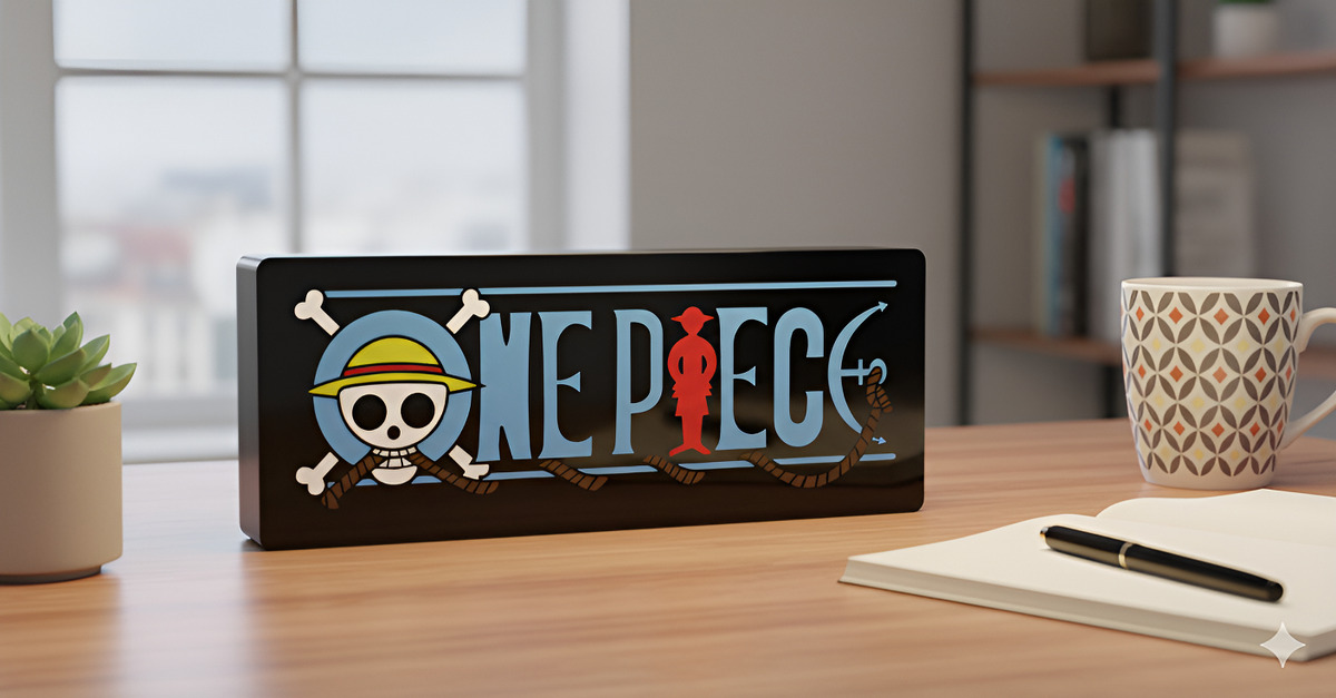 Lampara Velador Led 3d One Piece Letrero Negro Blanco