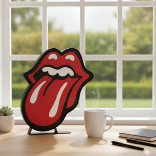 Lampara Velador Led 3d Lampara Lengua Rolling Stones Negro Blanco
