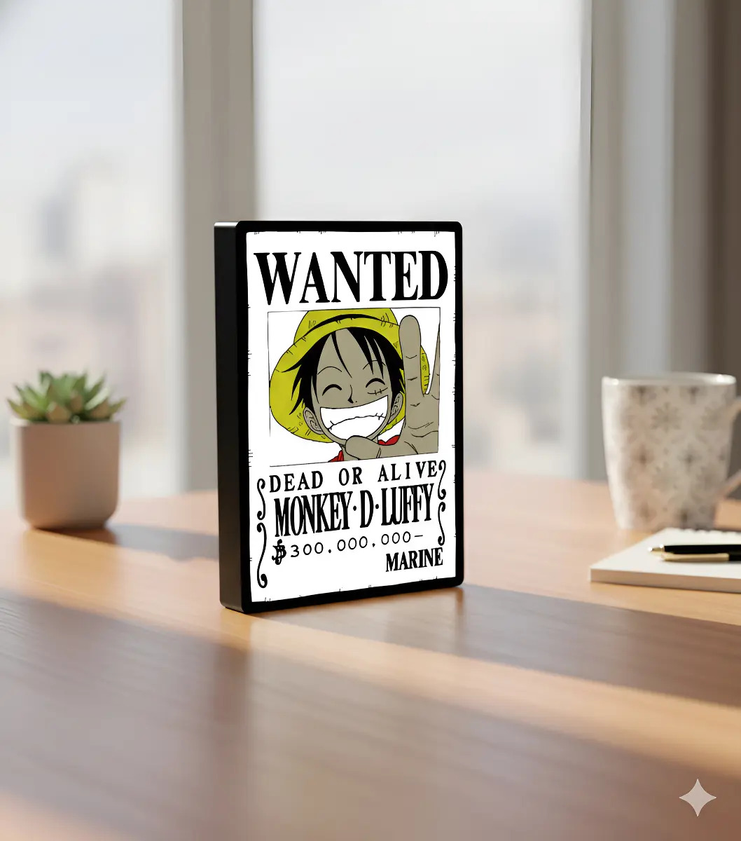 Lampara Velador Led 3d Luffy One Piece Casatridimensional Negro Blanco