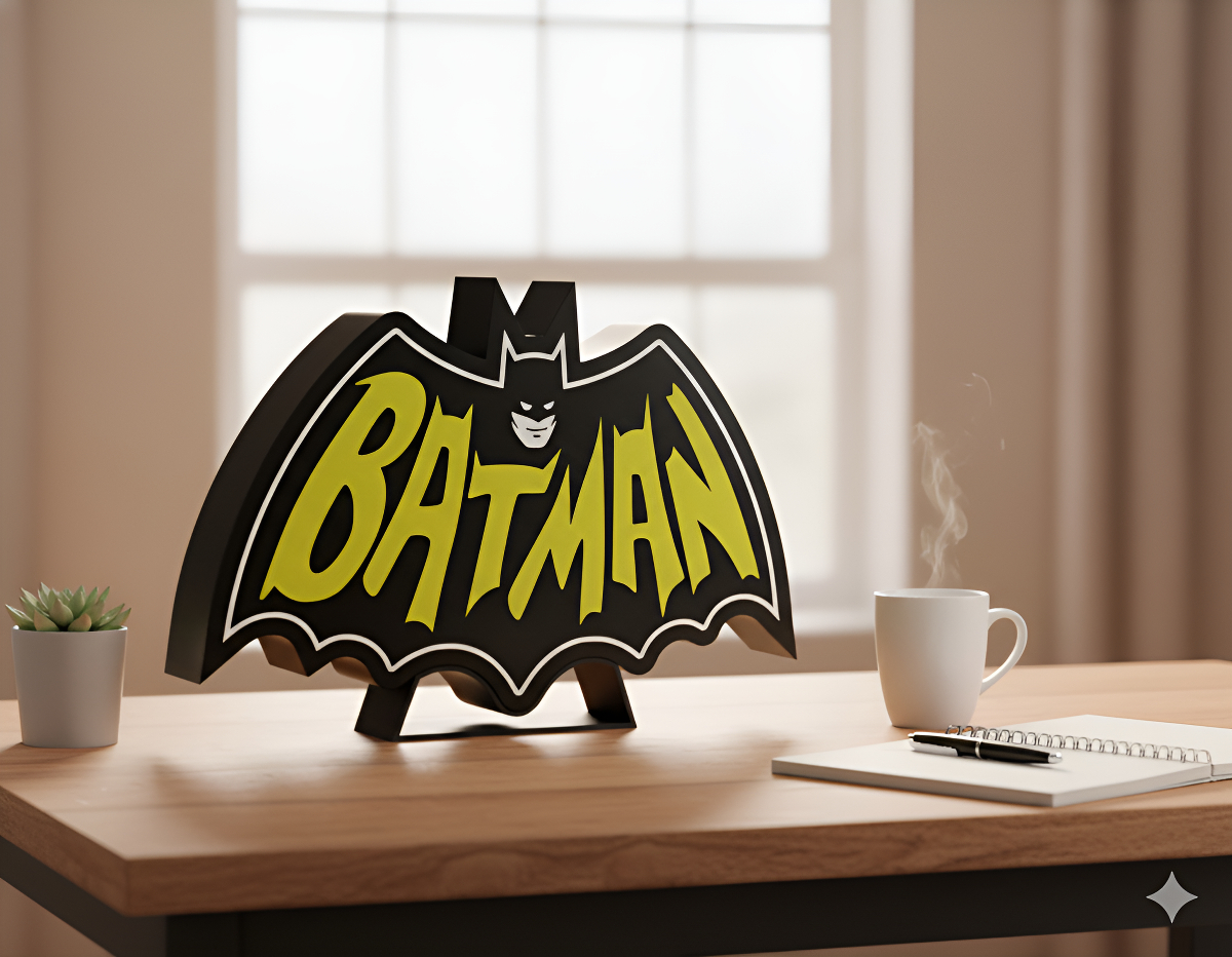 Lampara Velador Led 3d Batman Negro Blanco