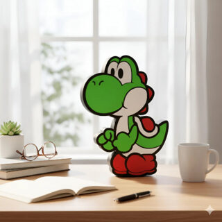 Lampara Velador Led 3d Yoshi Mario Bros Negro Blanco