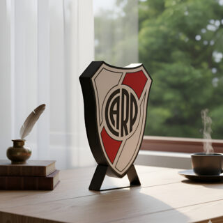 Lampara Velador Led 3d Escudo River Negro Blanco