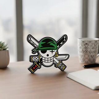 Lampara Velador Led 3d One Piece Hueso Zoro Negro Blanco