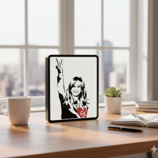 Lampara Velador Led 3d Cristina Pueblo Negro Blanco