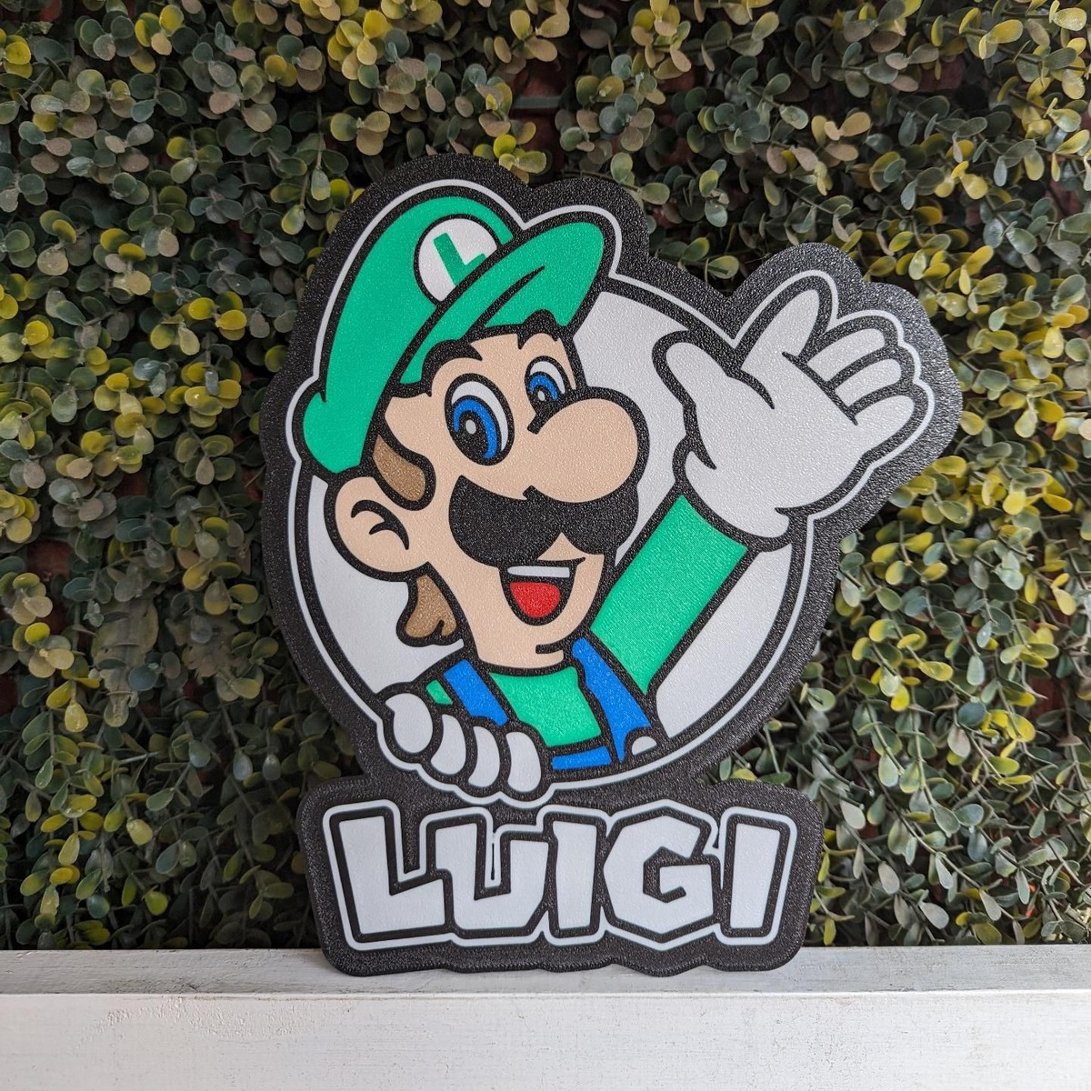 Lampara Velador Led 3d Luigi Personalizable Negro Blanco - Image 2