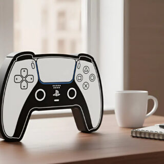 Lámpara De Mesa Joystick Play 5 Casatridimensional 24 Cm Negro Blanco