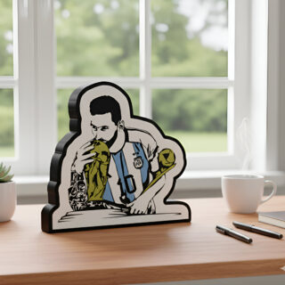 Lampara Velador Led 3d Messi Campeón Del Mundo Negro Blanco