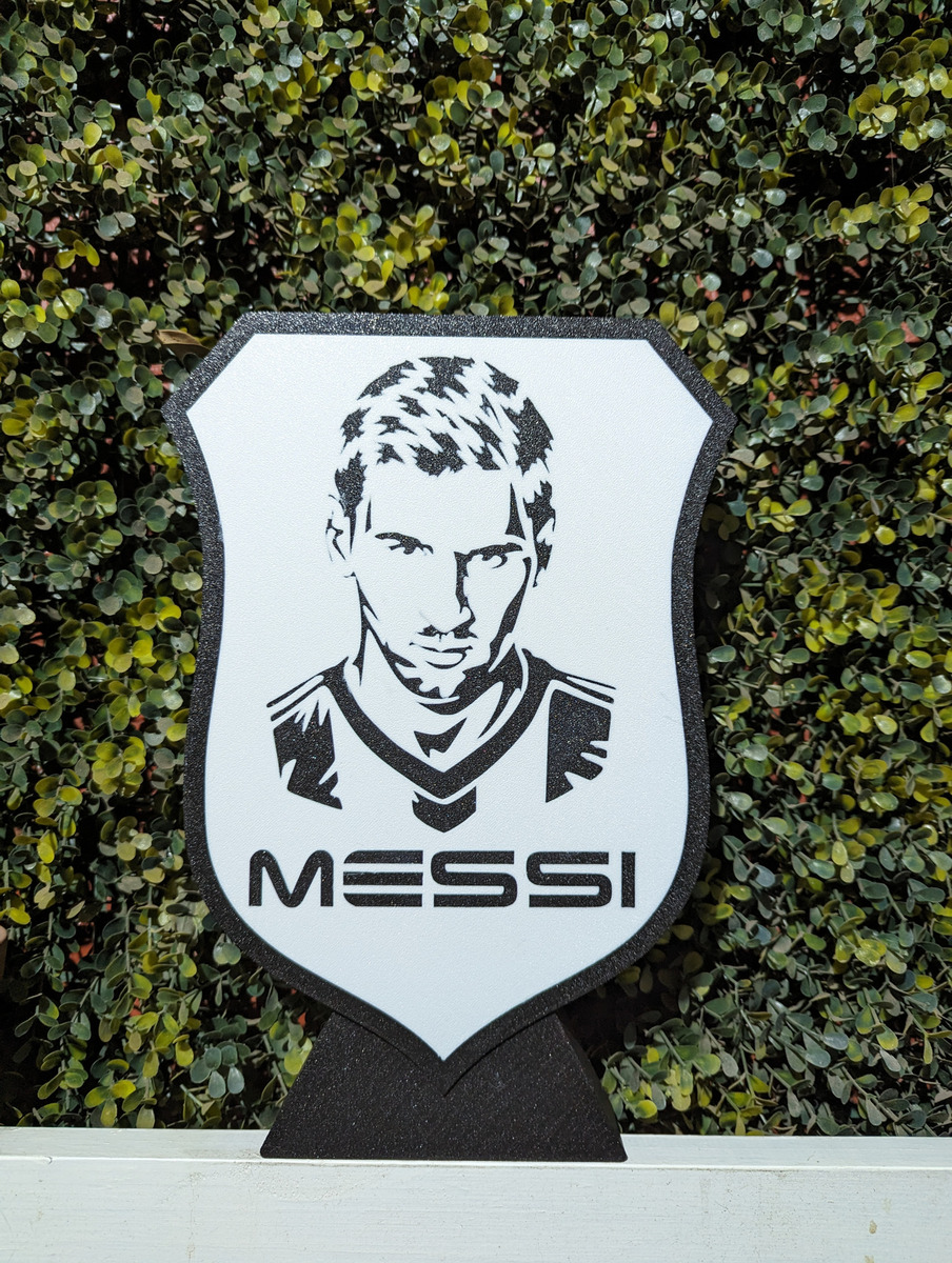 Cuadro Impression 3d (escudo) De Messi Blanco Negro - Image 2
