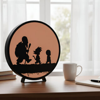 Lampara Velador Led 3d Dragon Ball Circular Negro Blanco