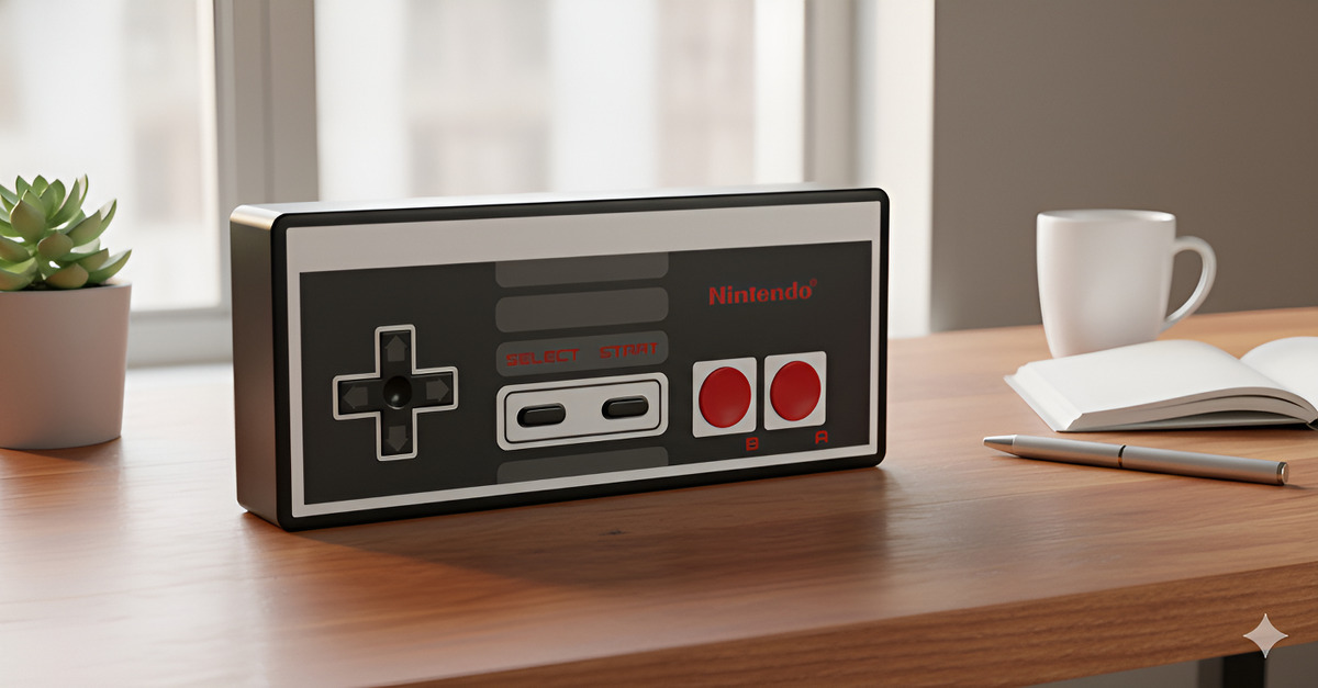 Lampara Velador Led 3d Lampara Joystick Nintendo Nes Negro Blanco