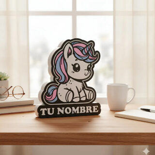 Lampara Velador Led 3d Unicornio Personalizable Negro Blanco