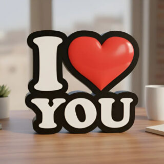 Lampara Velador Led 3d I Love You Negro Blanco