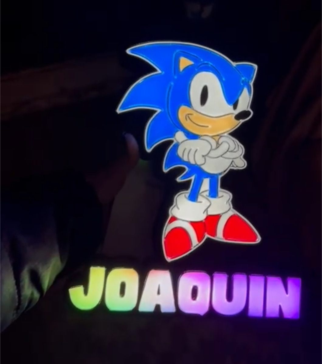 Lampara Velador Led 3d Sonic Negro Blanco - Image 3